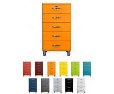 Tenzo Malibu Designer Chiffonnier avec 5 Tiroirs, Panneaux de Particules & MDF, Orange, 60 x 41 x 111 cm