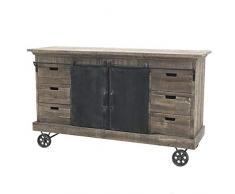 chemin_de_campagne Enfilade Bahut Buffet Portes Coulissantes Tiroirs Fer roulettes 160 cm