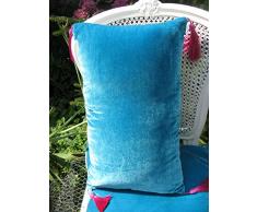 Coussin"Bérénice la bergère" coton et velours de soie, 30 x 49