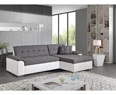 Bestmobilier - Hans - Canapé dangle réversible Convertible - en Tissu et Simili - 4 Places - avec Coffre