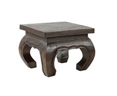 Table basse d'opium, 20x20x25 cm, artisanal, fait de massif bois, naturel