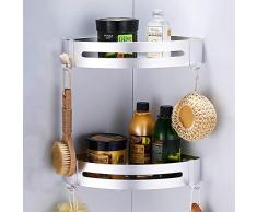 CROSOFMI Etagere Salle de Bains Murale, Antirouille Angle Etagere Rangement Douche, Aluminium (Triangle, Argent,2 Paquets)