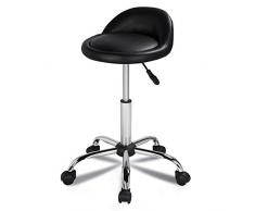 Yaheetech 1/2 Tabouret de Travail à roulettes Réglable Pivotant Chaise pour Salon Message Esthétique Coiffure Siège Rembourré avec Dossier