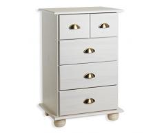 Commode chiffonnier pin massif COLMAR 4 tiroirs lasuré blanc