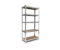 Relaxdays Etagère de rangement charge lourde 875 kg HxlxP 179 x 90 x 41 cm acier galvanisé, argenté