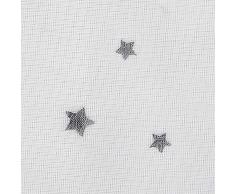Deconovo Lot de 2 Voilages Rideaux Blanc 140x 245cm à Oeillets Motif des Petits Etoiles Imprimés Argents Rideaux Salon Design Moderne en Chambre Adulte