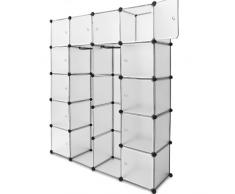 Armoire penderie cubes Etagere Rangement Plastique modulables cadre en métal 150x115x37cm Blanc Noir Rose Bleu