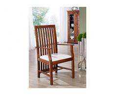 Fauteuil rembourré - Bois massif dacacia laqué (Nougat) - Style colonial - OXFORD #28