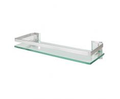 Tablette en verre trempé avec rail en aluminium | Étagères murales pour salle de bain | Étagère de rangement en verre robuste | M&W (1 niveaux)