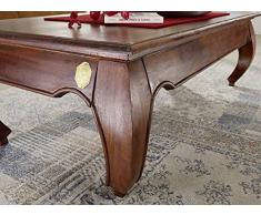 Table basse 135x70cm - Bois massif d'acacia laqué - Inspiration Ethnique-Coloniale - OPIUM #616