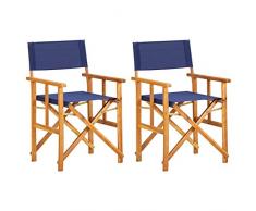 Festnight Chaise Pliable Chaises de metteur en scène 2 pcs Bois Massif dacacia Bleu