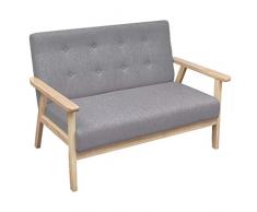 vidaXL Canapé à 2 Places Tissu Gris Clair Canapé de Salon Séjour Sofa Meuble