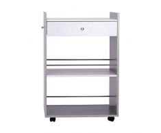 HOMCOM Desserte Cuisine à Roulettes Chariot de Service avec Tiroir 2 Etagères Tube Sécurité 60L x 40l x 91Hcm Gris Neuf 28GY