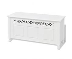 vidaXL Banc de Rangement en Style Baroque PFDM Blanc Banquette Meuble dentrée