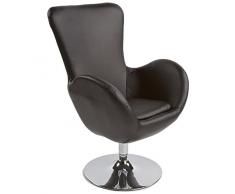 Alterego - Fauteuil à oreilles pivotant 'DOMUS' en similicuir noir