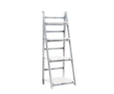 CLP Étagère de Rangement en Bois Frederika - Étagère Escalier Pliable 4 Surfaces de Rangement - Étagère Escalier Scandinave pour Plantes - Couleur: Blanc/Gris