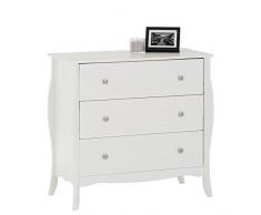 IDIMEX Commode de Chambre Antoinette Style Baroque Rococo Inspiration Louis XV Design Moderne, Rangement avec 3 tiroirs, en pin Massif lasuré Blanc