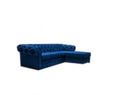 Canapé dangle 4/5 Places Style Chesterfield en Tissu (Velours) Avia (Bleu Marine, Canapé dangle Droit)