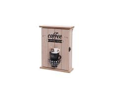 Alices Collection - Boîte à clés Murale en Bois à Suspendre - Armoire à clés en Bois - Design Tasses à thé - 19x25x6cm