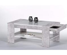 Directachat56 Table Basse, Bois Gris béton, 100 cm, avec tiroir, modèle Berlin