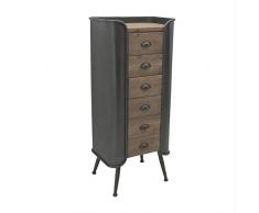 LORIGINALE DECO Semainier Chiffonnier Colonne à Tiroirs Industriel Fer Bois 121 cm x 53 cm