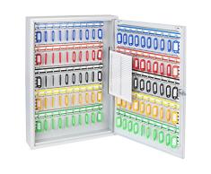 HMF 135100-07 Armoire à clés, 100 crochets, boîte à clés, 55 x 38 x 8 cm, gris clair