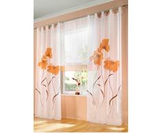 SIMPVALE 2 Pièces Rideaux de la Salon à Oeillet Imprimé Floral Manuel Largeur 150cm (Hauteur 225cm, Orange)