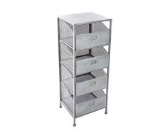 Atmosphera Meuble Commode chiffonnier 4 tiroirs - Style Atelier, Industriel Loft - Coloris Gris Patiné Blanc