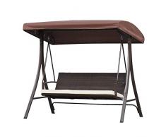 DZWJ 3 Seat Mélangisme hamac Cushioned Banquette Balançoire Chaise de Jardin en rotin Patio Canopy Balançoire