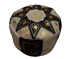 Pouf Marocain Maroc Véritable Cuir Oriental Ethnique Repose-Pieds 1001201211