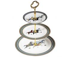 Yjdr Trois couches de céramique plaque gâteau aux fruits multi-couche Snack Rack, Plateau Style baroque, support métallique amovible Fruits Dessert ou thé - Gâteau Pop Stand and Buffet Servir