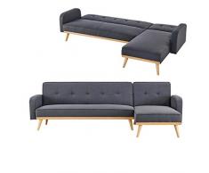 Deco In Paris Canapé d’Angle Convertible et réversible en Tissu Gris foncé Liam