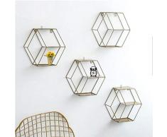 XIAMUSUMMER Bibliotheque Murale Ronde Industrielle Vintage, Etagere Murale avec Etageres, Séparation hexagonale du Panier Suspendu avec étagère Murale Flottante pour étagères murales avec - 1PCS