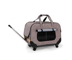 Poussette pour chien poussette chien géant blessé vieille poussette de chien, plus cas de chariot pour animaux de compagnie, voyage de lanimal familier commode, pliable, facile à transporter,Marron