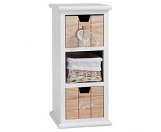 IDIMEX Chiffonnier PIEMONT Petite Commode avec 2 tiroirs et 1 Panier, en Bois de Paulownia Blanc Style Shabby Chic Vintage Rustique Romantique