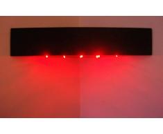 Nouveau noir, Étagère en coin fabriqué à la main en bois avec lumières LED et tablettes Rouge
