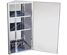 Armoire miroir rangement toilette salle de bain meuble mural d'angle acier inoxydable 60x30x18,4cm neuf 51