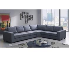 tendencio Canapé dangle 6 Places Lili Angle Droit Tissu Gris chiné