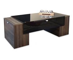 Berlioz Creations Lucky Table Basse, Bois, Noir Brillant/Prunier, 123x42x55 cm, Fabrication 100% Française