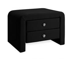 Corium Coussins - Table de Nuit (Noir) (50cm x 38cm x 37cm) Table de Chevet avec 2 tiroirs et Surface de dépose desserte Commode Chambre à Coucher Table