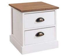 IDIMEX Table de Chevet Cornelia Petite Commode de Nuit avec 2 tiroirs, en Bois de Paulownia Blanc Style Maison de Campagne