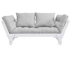 mds Le Canapé-lit Beat, Convertible en lit ou en méridienne, Finition et qualité scandinave - Structure Blanche, 752 - Gris Clair (Futon et 2 Coussins)