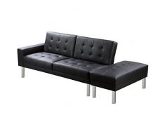vidaXL Canapé-lit Canapé Convertible Clic-clac Salon Cuir Artificiel Noir