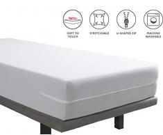 Tural - Housse de Matelas élastique Éponge en Microfibre au Toucher de Soie. Taille 90 x 190/200 cm | Protège-Matelas avec Fermeture éclair | pour Matelas d’Une épaisseur de 30 cm