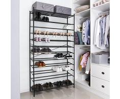 SONGMICS Armoire étagères à Chaussures 12 Couches Meuble à Chaussures Noir métal pour 70 Paires 192 x 37 x 105 cm RTG01H