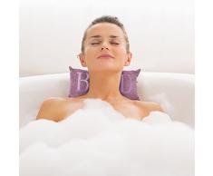 Relaxdays 10019241 Oreiller de détente pour baignoire AGNES Coussin de nuque Repose-tête pour bain Couleur violette avec ventouses 37 x 18 cm, Polyester, 12 x 37 x 18 cm