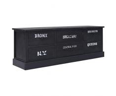 vidaXL Bois Meuble TV Armoire Basse Meuble Divertissement Buffet avec 6 Tiroirs Commode Meuble Stéréo Salon Salle de Séjour Maison Intérieur Noir
