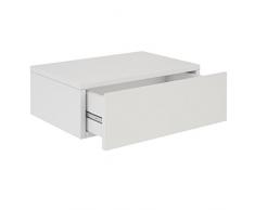 IDIMEX Chevet Suspendu Oceane, étagère Murale avec 1 tiroir sans poignée, en mélaminé Blanc Mat