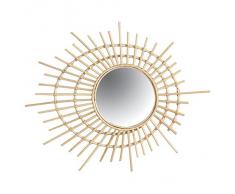 Miroir mural rond spirale en rotin