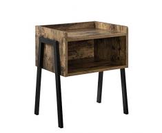 [en.casa] Petite Table Superposée Table de Chevet Table de Nuit Commode Table en Panneau de Fibre de Bois Pieds en Métal Couleur Effet Bois et Noir 52 x 42 x 35 cm